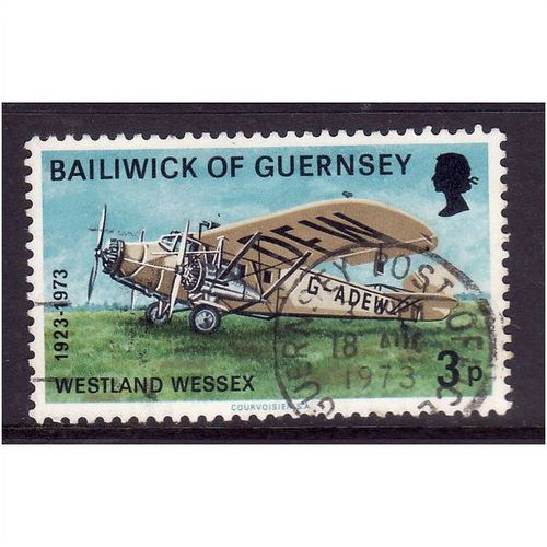 GUERNSEY 1973 SG 85 3p WESTLAND WESSEX FINE USED #1