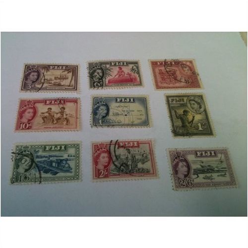 FIJI 1954 QUEEN ELIZABETH 9 STAMPS EBID 1