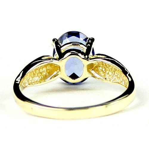 Created Blue Sapphire, 10KY Gold Ring, R058