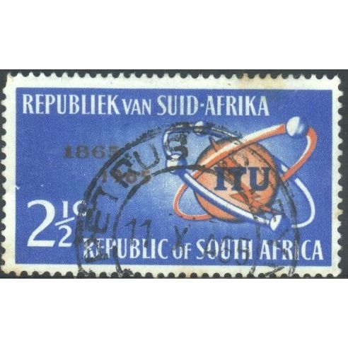 South Africa 1965 - SG258 - 2½c orang/blue - I.T.U. Emblem & Satellites - used