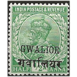 Gwailor (ICS) 1930 SG87 1/2a Green Mounted Mint . ..