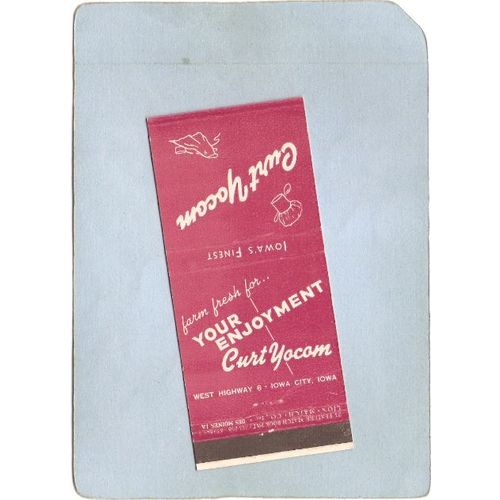 IA Iowa City Matchcover Curt Yocom Farms w/Story Inside state_box3~94