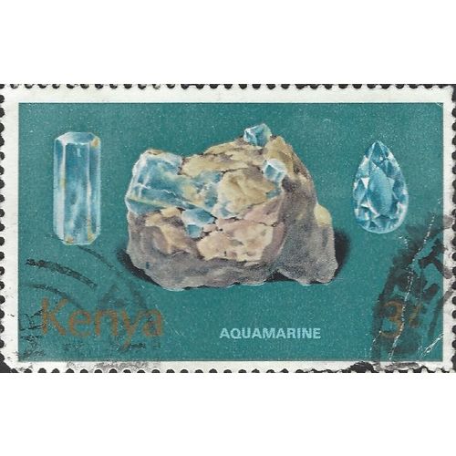 KENYA, MINERAL, Aquamarine, blue-green 1977, 3/-, #2