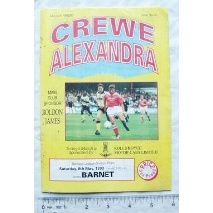 1993 programme Crewe Alexandra FC v. Barnet