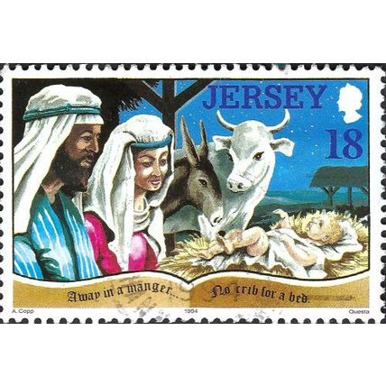 JERSEY, CHRISTMAS, Away in the Manger, blue 1994, 18p