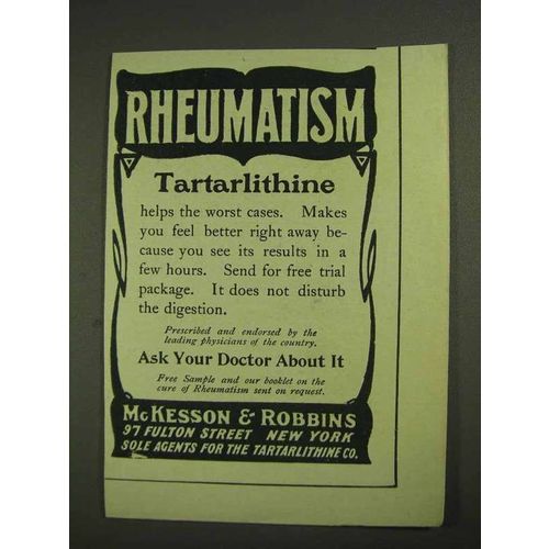 1903 McKesson & Robbins Tartarlithine Ad