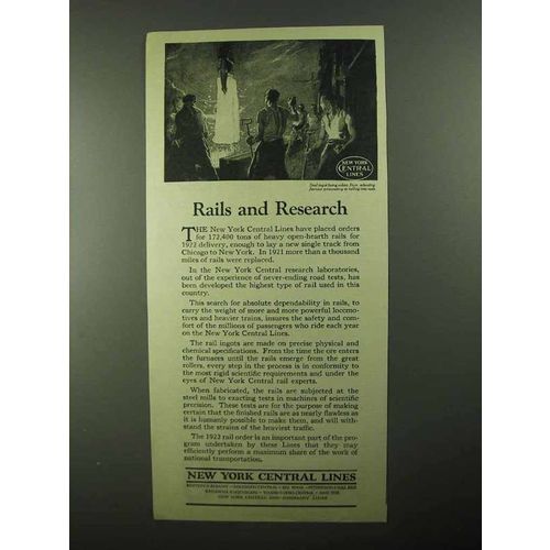 1922 New York Central Ad - Rails and Research