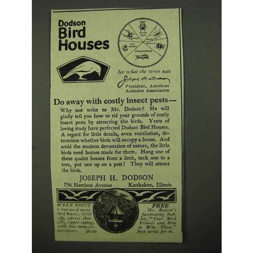 1922 Dodson Bird Houses ad - Insect Pests