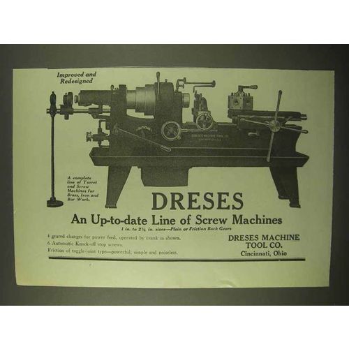 1922 Dreses Screw Machines Ad - Improved Redesigned