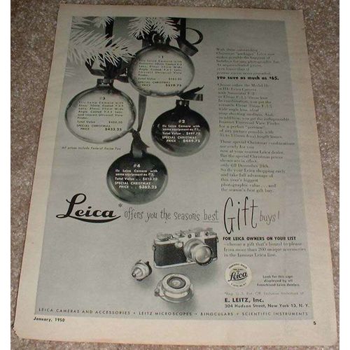 1950 Leica Camera Ad, Seasons Best Gift Buys!