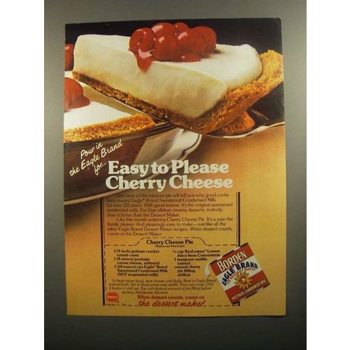 1984 Borden Eagle Condensed Milk Ad - Cherry Cheese Pie
