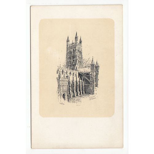 Gloucester Cathedral Sketch Art Postcard Marcus Ward's Series