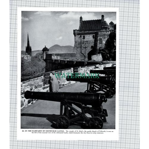 X1957) Edinburgh Castle / Bamburgh Castle - 1960s Book Print