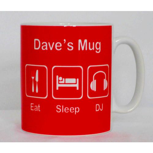 Eat Sleep DJ Mug Can Personalise Great Disc Jockey Vinyl Disk Player D.J. Gift