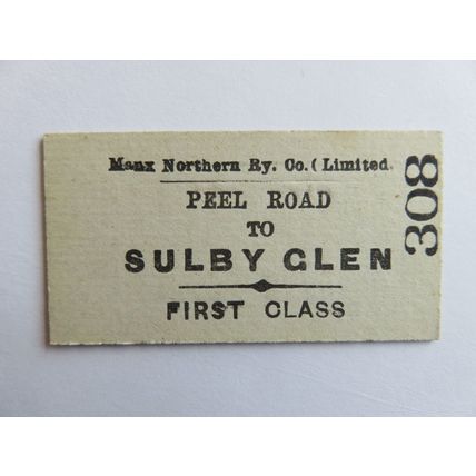 Isle of Man Manx Northern Railway Peel Road-Sulby Glen Ticket #56