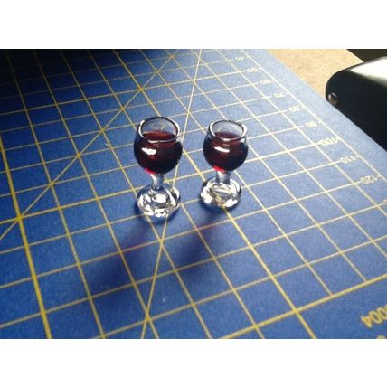 2 Glasses Red Wine 1:12th scale miniature