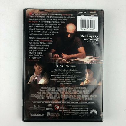 Suspect Zero DVD Aaron Eckhart, Ben Kingsley, Carrie-Anne Moss
