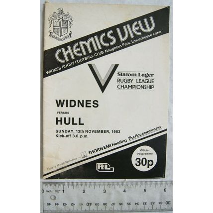 1983 programme Widnes v. Hull, 13/11