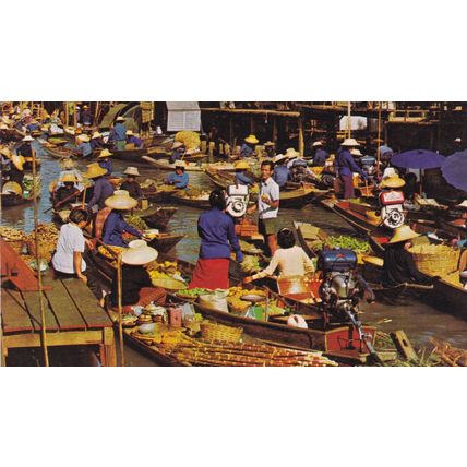 Thai Postcards & Stamps - Lot of 5 - Vintage Thailand - Wat Arun, Bangkok