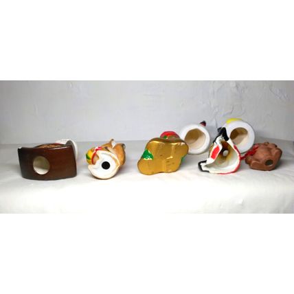 Christmas Figurines Santa, Snowmen, Kitty, Stocking, Teddy Lot of 7 Mini 2" - 3"