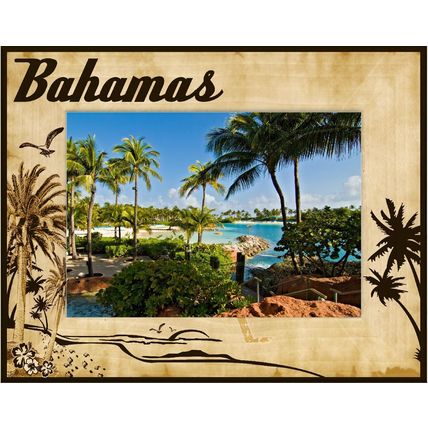 Bahamas Laser Engraved Wood Picture Frame Landscape (8 x 10)