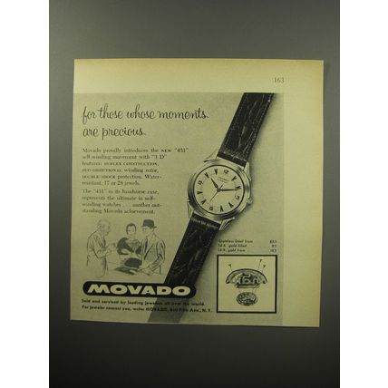 1955 Movado 431 Watch Ad - For those whose moments are precious