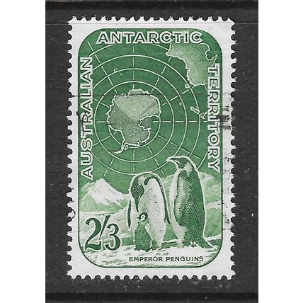 AAT 1959 2/3d MAP ANTARCTIC EMPEROR PEGUINS USED