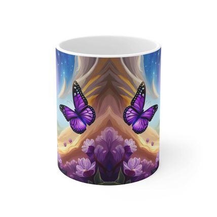 February Amethyst Birth Month Colors Fairies & Butterflies #3 Mug 11oz AI Decora