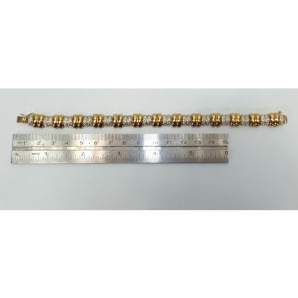 Womens 925 Sterling Silver Gold Platted Tennis Bracelet 7.5" 10mm Wide 27 Grams