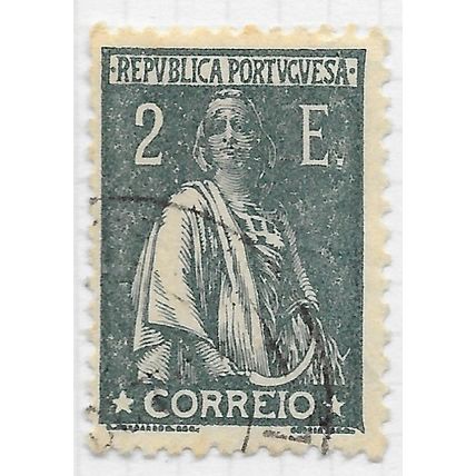 PORTUGAL CLASSIC 1921 CERES 2e GREY-GREEN PERF 12x11.5 USED