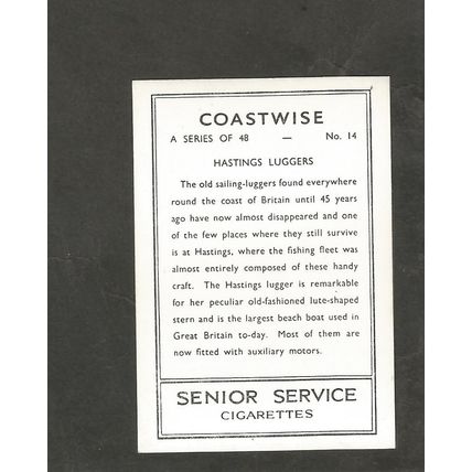 Cigarette Card East Sussex Hastings Luggers Coastwise #14