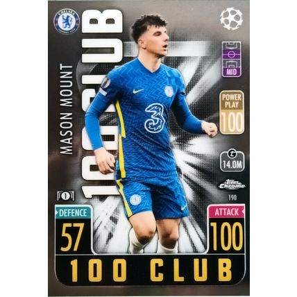 Mason Mount 100 Club Topps Match Attax Chrome 2021/22 Card #190