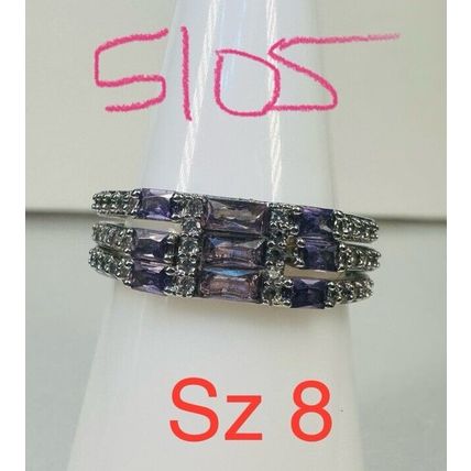 Ring Bomb Party Sz8 RBP Brilliant Purple Gem Clusters Rhodium P Band Jewelry