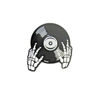 Pin Badge Record Black & White Enameled Metal 3 cm x 3.2cm Horror DJ BA57