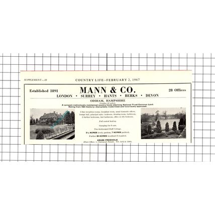 Odiham Hampshire House Sale Advert - 1967 Clipping