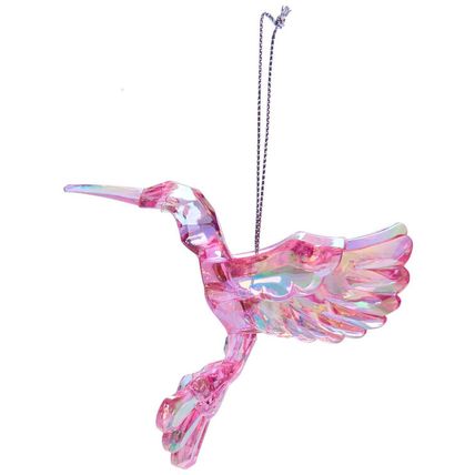 HOF FESTIVE Humming Bird Pink Iridescent Christmas Decoration BNWT