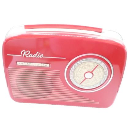 Red Radio Shaped Tin with 200 Grams Shortbread Biscuits 18.5 CM Food Gift
