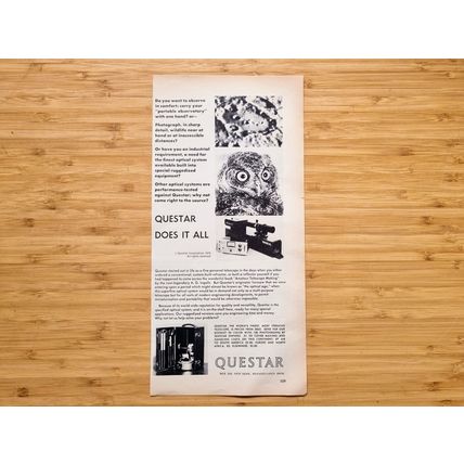 1970s Questar Telescope Original Print Advert
