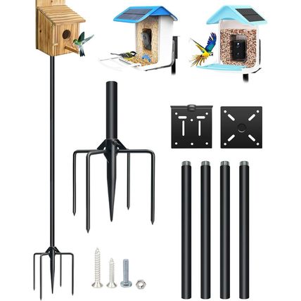 Qwayhome Upgrade 80In Smart Bird Feeder Pole, Outdoor Bluebird House Pole Mount