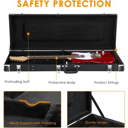 Ktaxon Electric Guitar Hard Case, Rectangle Wooden Standard 39-Inch Electric Gui