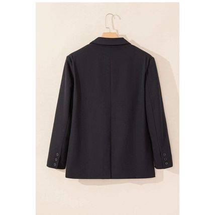 Black Lapel Flap Pocket Buttoned Blazer