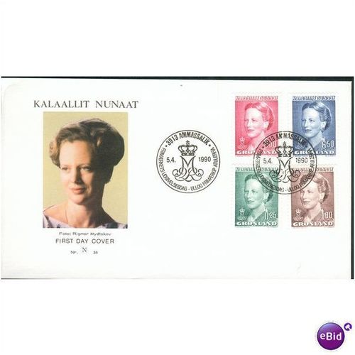 Greenland FDC 1990 - SG 210 - 213 - 218 - 221 - Queen Margrethe