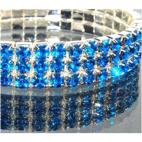 3 Row Wedding Party Blue Rhinestone Stretch Bangle Bracelet Jewellery 264