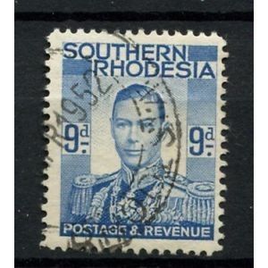 Southern Rhodesia KGVI 1937 9d Pale Blue Used SG 46 postage stamp