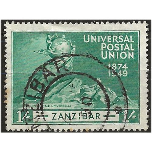 Zanzibar 1949 SG338 1/- Blue-Green UPU Fine Used .. ..