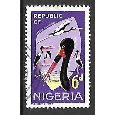 NIGERIA 1965 6d SADDLE BILL STORK SG 225 FINE USED#2