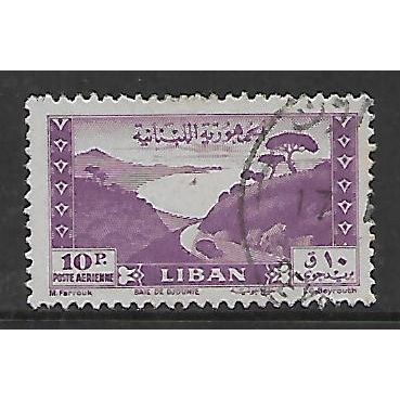 LEBANON 1947 10p MAUVE JOUNIEH BAY SG 343 FINE USED#