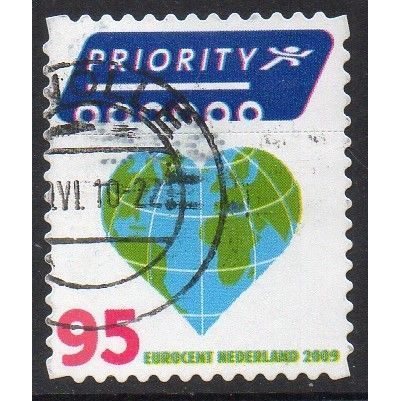 Netherlands 2009 Think Green, Act Green - Heart Globe €0,95 Priority World Used