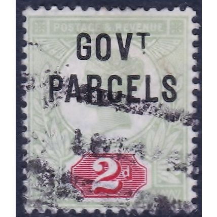 Great Britain 1891 SG o70 Govt Parcels - 2d grey-grn & carmine - used (ref 259)