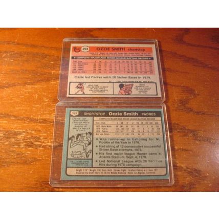 1980 & 1981 Topps, 2nd/3rd Year, OZZIE SMITH, HOF, Padres #393, 254
